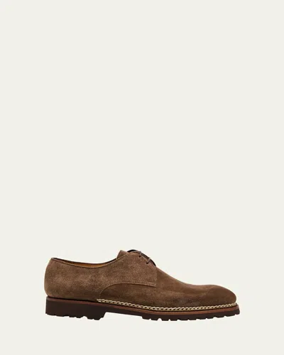 Bontoni Men's Carnera Suede Derby Shoes In Tortora