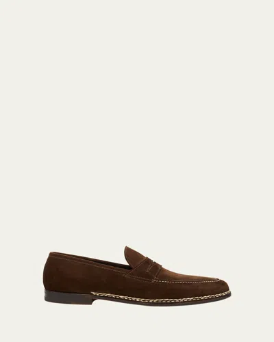 Bontoni Men's Fascinoso Suede Penny Loafers In Brown