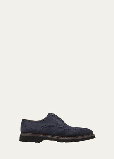 Bontoni Men's Libertino Suede Wingtip Derby Shoes In Blue