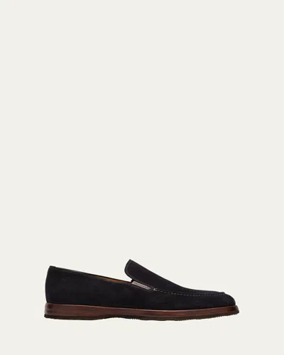 Bontoni Men's Passeggio Suede & Leather Welt Loafers In Off Black