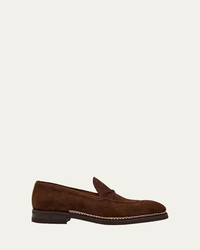 Bontoni Men's Patrizio Leather Rubber-sole Loafers In Brown