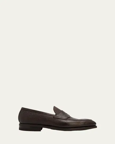 Bontoni Men's Principe Grain Loafer Pebble Rubber Sole In Testa Di Moro