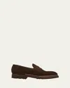 Bontoni Men's Principe Lug Sole Suede Penny Loafers In Medium Chocolate