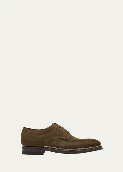 Bontoni Men's Quasimodo Suede Derby Shoes In Cipresso