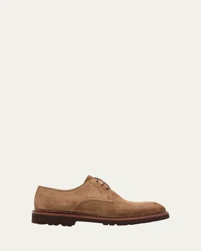 Bontoni Men's Visconte Suede Lug-sole Derby Shoes In Brown