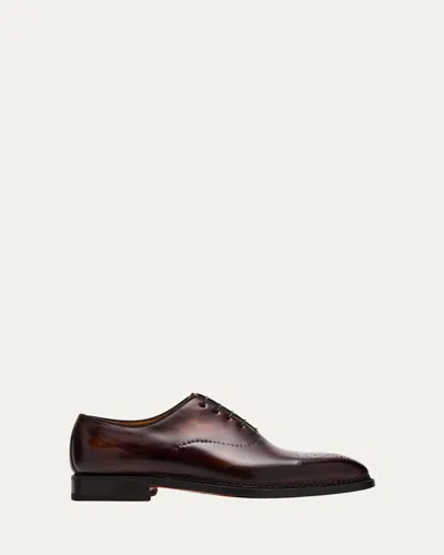 Bontoni Men's Vittorio Reverse Stitch Perforated Cap-toe Oxfords In Mattone
