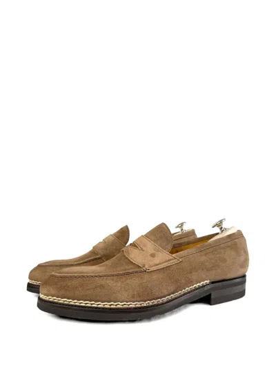 Bontoni Principe Suede Loafers In Brown