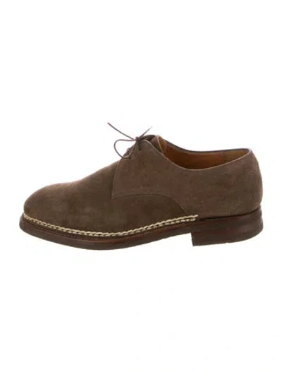 Pre-owned Bontoni Suede Derby Shoes In Brown