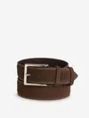 Bontoni Contrast-stitch Suede Belt In Brown