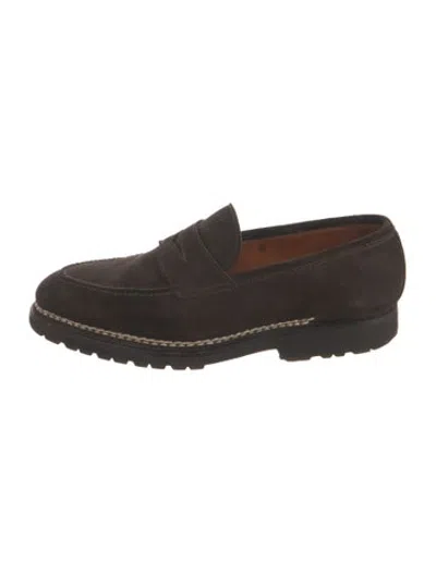 Pre-owned Bontoni Suede Loafers In Brown
