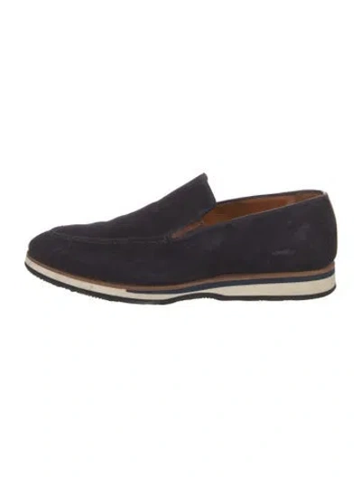 Pre-owned Bontoni Suede Monk Straps In Blue