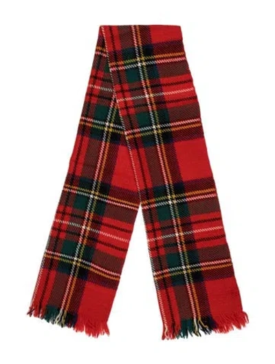 Pre-owned Bonwit Teller Cashmere Plaid Print Scarf In Red