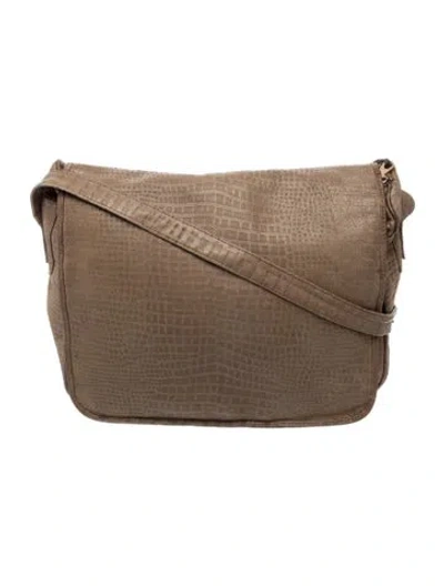 Pre-owned Bonwit Teller Embossed Leather Crossbody Bag In Neutral