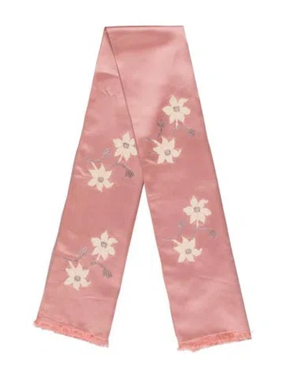 Pre-owned Bonwit Teller Floral Print Scarf In Pink