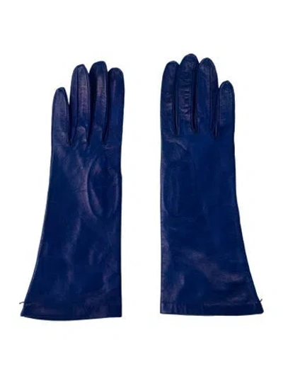 Pre-owned Bonwit Teller Leather Gloves In Blue