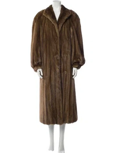 Pre-owned Bonwit Teller Mink Faux Fur Coat In Brown