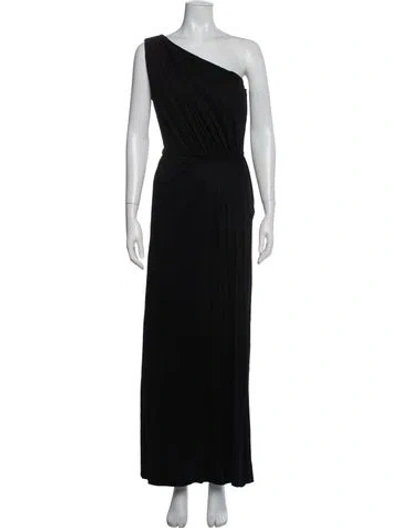 Pre-owned Bonwit Teller One-shoulder Long Dress In Black