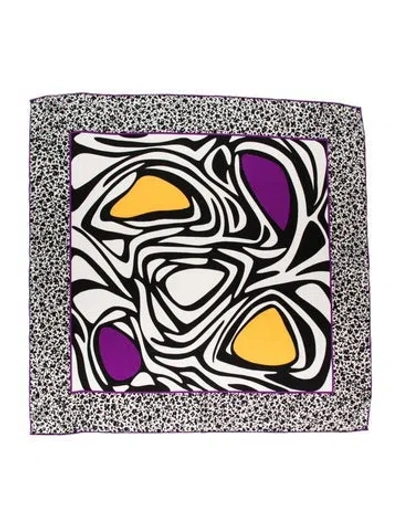Pre-owned Bonwit Teller Silk Printed Scarf In White