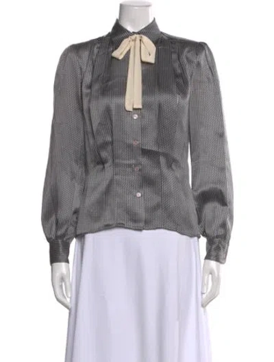 Pre-owned Bonwit Teller Vintage Silk Blouse In Gray
