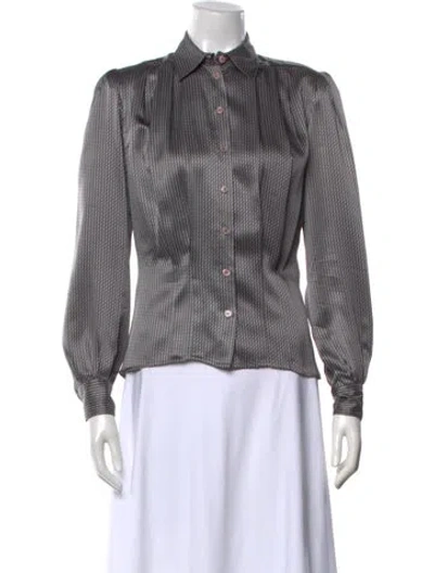 Pre-owned Bonwit Teller Vintage Silk Blouse In Gray