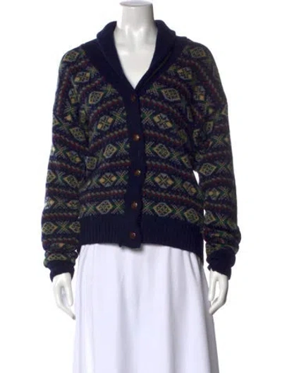 Pre-owned Bonwit Teller Wool Printed Sweater In Blue