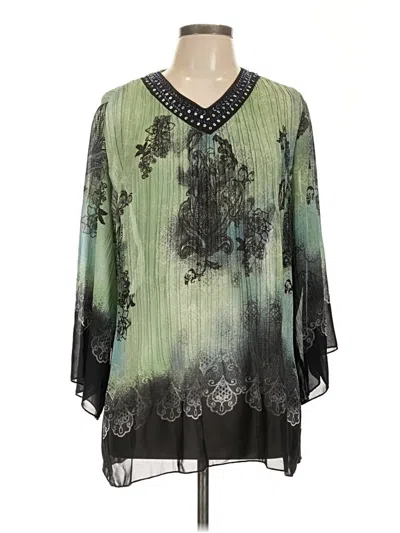 Pre-owned Bonworth 3/4 Sleeve Blouse In Green