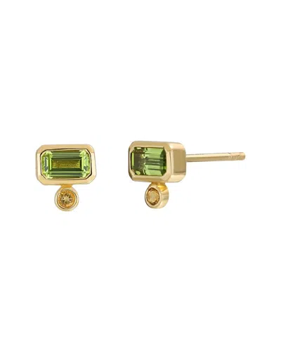 Bony Levy 14k 0.62 Ct. Tw. 2 Citrine And 2 Peridot Stud Ear Earrings In Gold