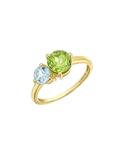 Bony Levy 14k Color 14k 2.07 Ct. Tw. 1 Blue Topaz And 1 Peridot Stackable Ring In Gold