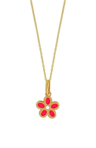 Bony Levy 14k Enamel Flower Pendant Necklace In 14k Yellow Gold