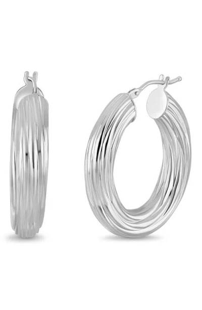 Bony Levy 14k Gold 28mm Textured Hoop Earrings In White
