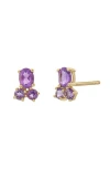 Bony Levy 14k Gold Amethyst Cluster Stud Earring In 14k Yellow Gold