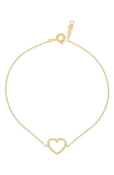 Bony Levy 14k Gold Beaded Heart Charm Bracelet