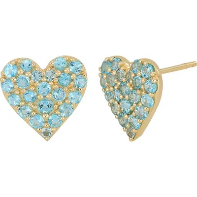 Bony Levy 14k Gold Blue Topaz Heart Stud Earrings