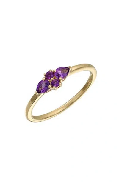 Bony Levy 14k Gold Cluster Gemstone Stackable Ring In 14k Yellow Gold - Amethyst