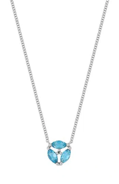 Bony Levy 14k Gold Cluster Pendant Necklace In 14k Wg London Blue Topaz