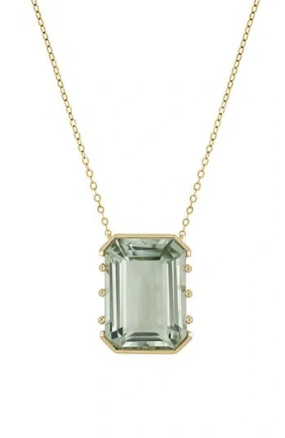 Bony Levy 14k Gold Color Green Amethyst Pendant Necklace In Brown