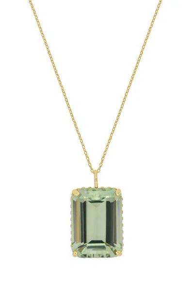 Bony Levy 14k Gold Emerald Cut Semiprecious Stone Pendant Necklace