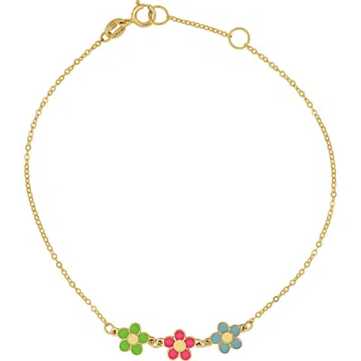 Bony Levy 14k Gold Enamel Flower Charm Bracelet