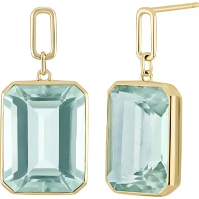 Bony Levy 14k Gold Green Quartz Drop Earrings In Blue