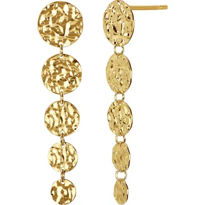Bony Levy 14k Gold Hammered Disc Drop Earrings