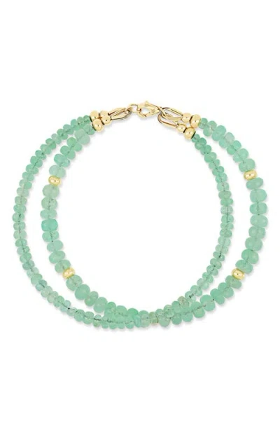 Bony Levy 14k Gold Iris Emerald Bead Line Bracelet
