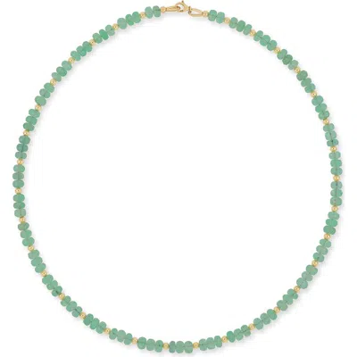 Bony Levy 14k Gold Iris Emerald Bead Statement Necklace In Green
