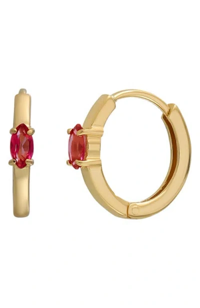 Bony Levy 14k Gold Marquise Pink Topaz Hoop Earrings In 14k Yellow Gold