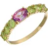 Bony Levy 14k Gold Mixed Gemstone Stackable Ring In 14k Yg - Pink Topaz Peridot