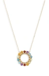 Bony Levy 14k Gold Mixed Stone Circle Pendant Necklace In Yellow Gold/mixed Stone