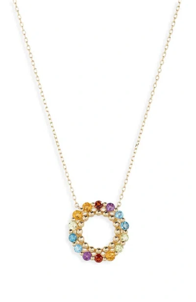 Bony Levy 14k Gold Mixed Stone Circle Pendant Necklace In Yellow Gold/mixed Stone