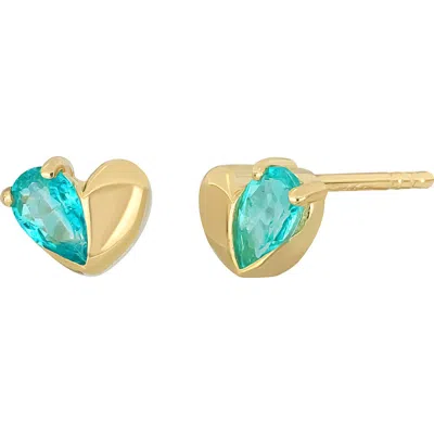 Bony Levy 14k Gold Paraiba Topaz Heart Stud Earrings