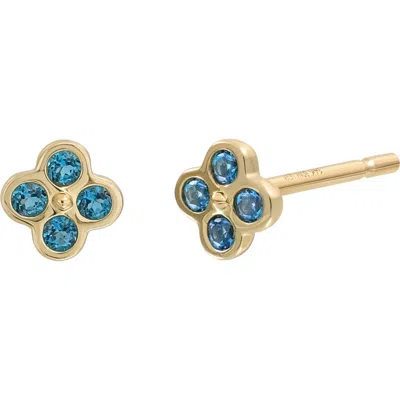 Bony Levy 14k Gold Pavé London Blue Topaz Cluster Stud Earrings In 14k Yellow Gold