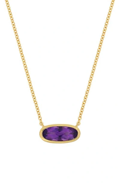 Bony Levy 14k Gold Peridot Oval Pendant Necklace In Purple