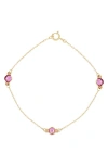 Bony Levy 14k Gold Peridot Station Bracelet In Multi
